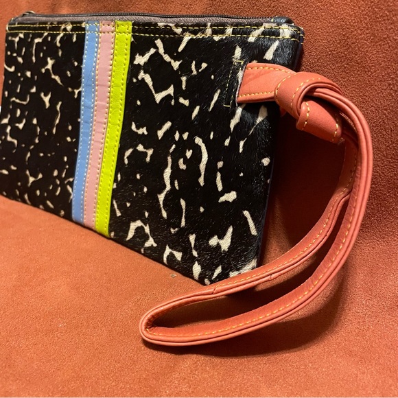 Folklore Couture Handmade Multicolor Leather And Hide Wallet Wristlet Clutch NWT - Picture 3 of 10